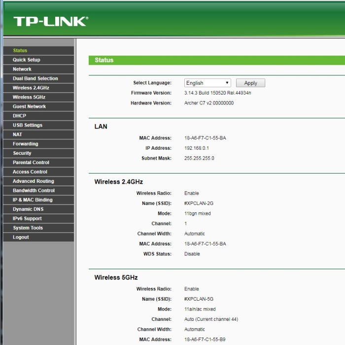 router settings