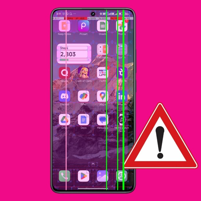 what causes horizontal lines on phone screen